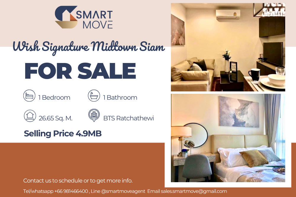 For SaleCondoRatchathewi,Phayathai : 🔥Sale with tenant !! 🔥Code C20250100063..........Wish Signature Midtown Siam, 1 bedroom, 1 bathroom, East Facing, high floor 11+, furnished, Special Deal!!📢📢