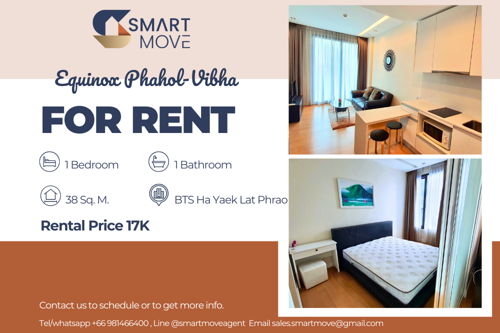 For RentCondoLadprao, Central Ladprao : 🔥FOR RENT !! 🔥Code C20240301062..........Equinox Phahol-Vibha, 1 bedroom, 1 bathroom, high floor 13+, furnished, ready to move in📢📢📢