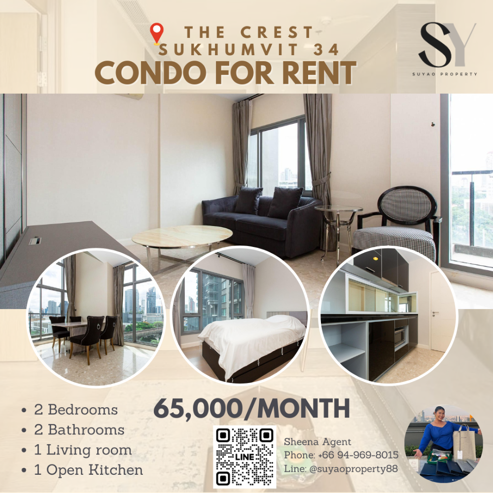 For RentCondoSukhumvit, Asoke, Thonglor : 🌇The Crest Sukhumvit 34🌇