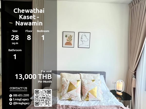 For RentCondoKasetsart, Ratchayothin : SQVN02 Condo for rent Chewathai Kaset - Nawamin 28 sq m. 8th floor line id : @livinglegacy