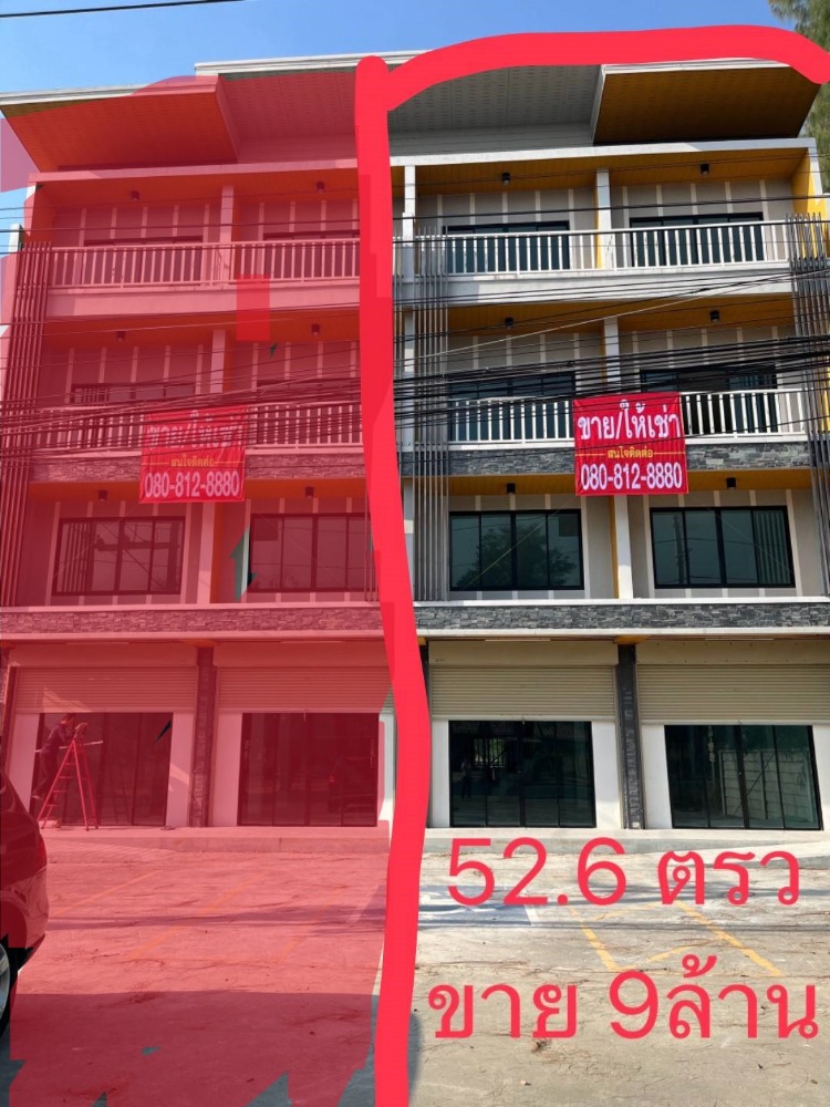 For SaleShophousePattaya, Bangsaen, Chonburi : The owner posted himself, selling or renting a 4-storey twin shophouse, 52.6 sq m, Pong Subdistrict, Bang Lamung District, Chonburi.