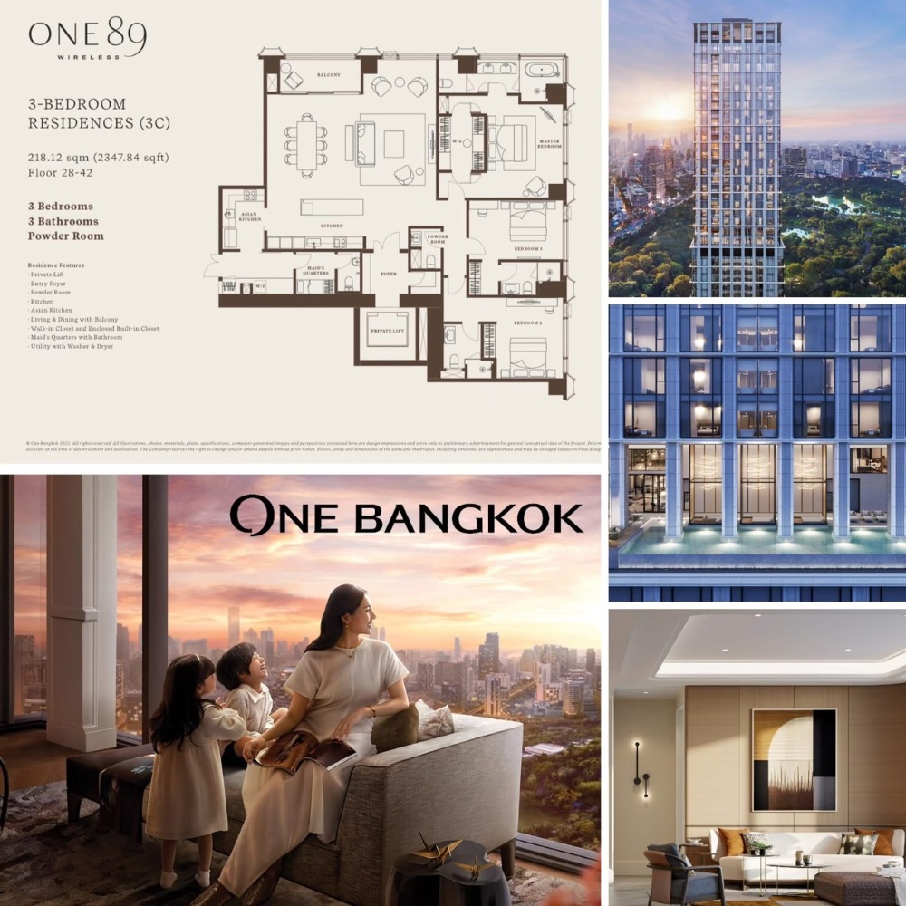 For SaleCondoWitthayu, Chidlom, Langsuan, Ploenchit : ❖ Prime Location ❖ Embassy view | 30+ floor, 261.50 sq.m. | 3 bedrooms, 3 bathrooms, Powder room | Condo near One Bangkok, Lumpini Park 1 min., MRT Lumpini 2 mins.