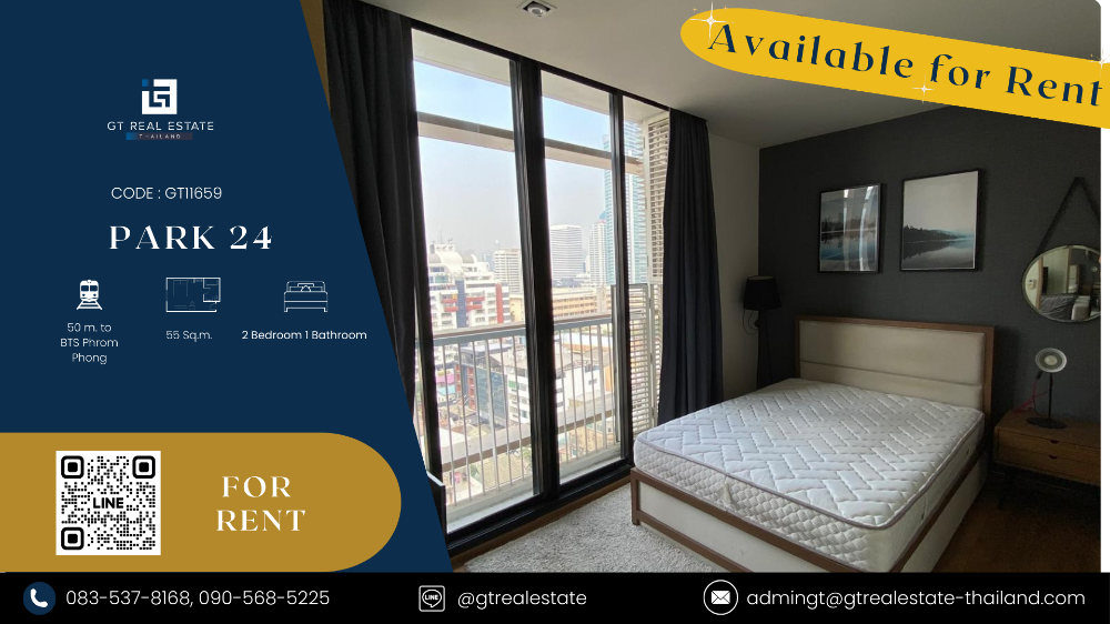 For RentCondoSukhumvit, Asoke, Thonglor : Condo Park 24, beautiful room, fully furnished, ready to rent