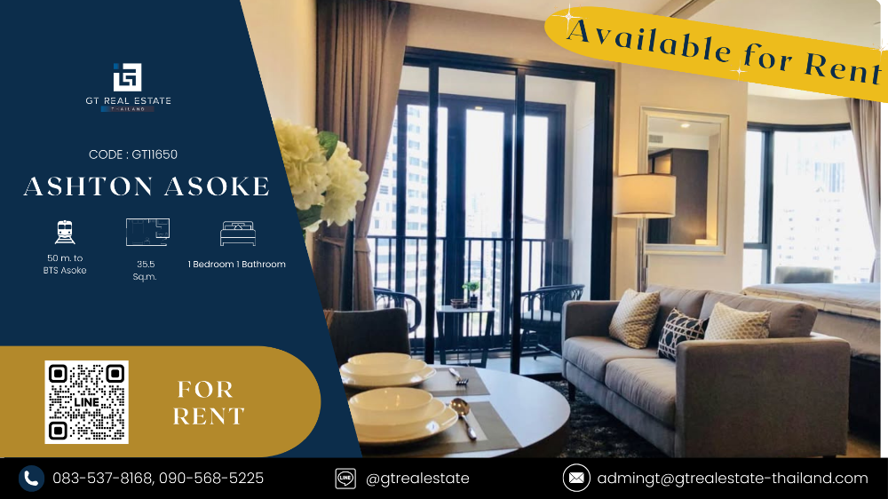 For RentCondoSukhumvit, Asoke, Thonglor : Condo ASHTON ASOKE, beautiful room, fully furnished, ready to rent