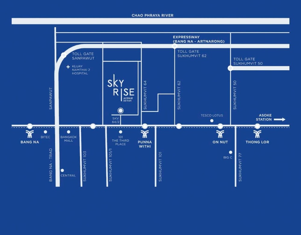 For RentCondoOnnut, Udomsuk : Skyrise Avenue Sukhumvit 64, new brand, ready to move in! Size: 46.46 sq.m., 2 bedrooms, 1 bathroom, 29th floor