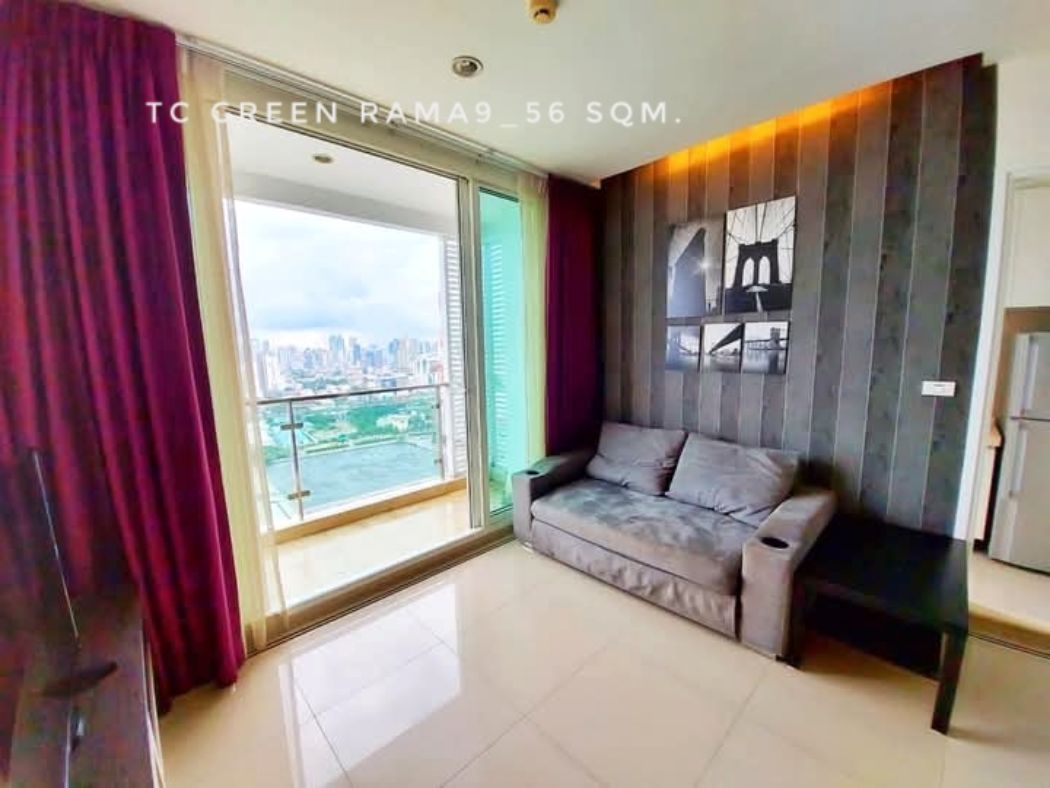 For RentCondoRatchadapisek, Huaikwang, Suttisan : Condo for rent, corner room, 2 bedrooms, 1 bathroom, beautiful view, T.C. Tower, 56 sq m., ready to move in, Rama 9 area, RCA