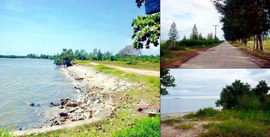 For SaleLandRayong : Beachfront land for sale, private beach, 32 rai, 200 meters wide, Klaeng District, Rayong