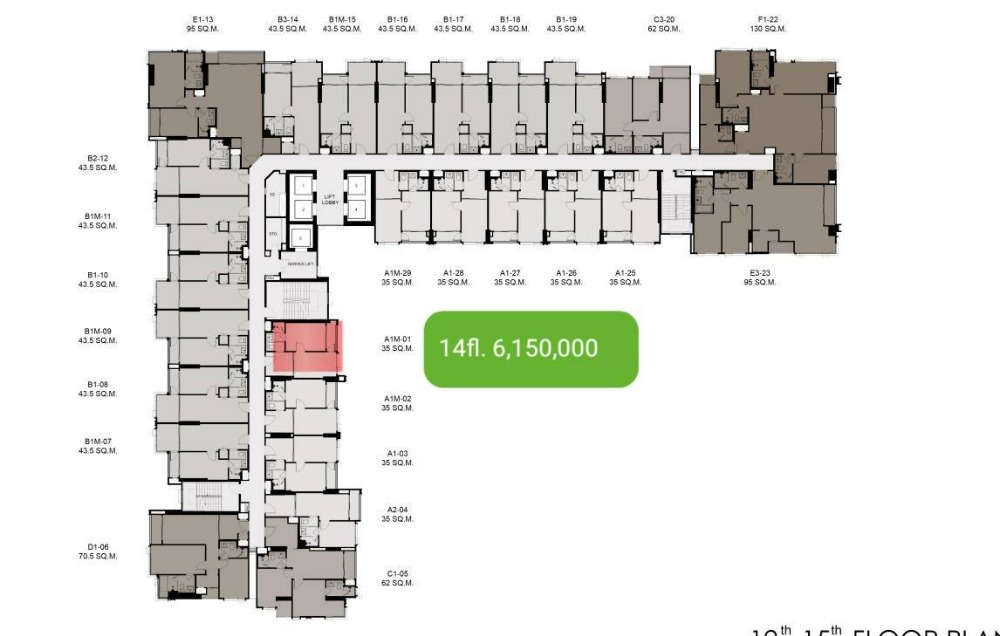 For SaleCondoWongwianyai, Charoennakor : 1Br. (35 sq.m.) fl.14, 6,150,000 baht, beautiful location, front of the project, Icon Siam view