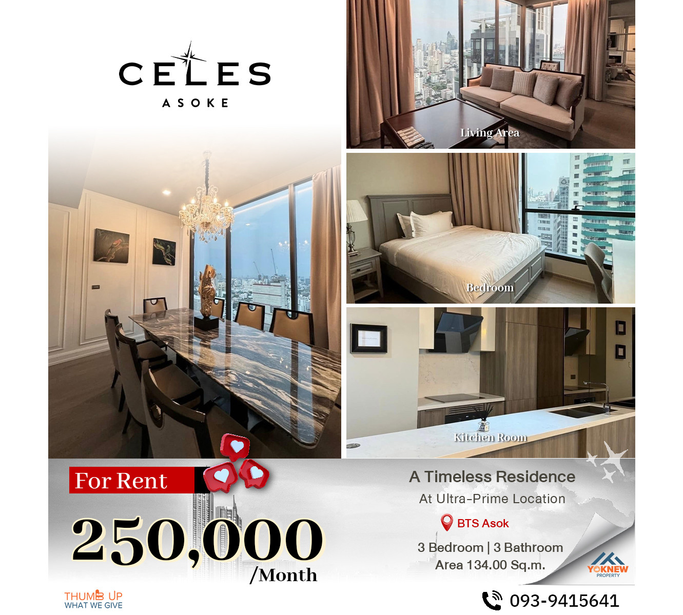 ให้เช่าคอนโดสุขุมวิท อโศก ทองหล่อ : Celes Asoke ห้องหลุด Penthouse หรู 3 นอน ใกล้ BTS & MRT อโศก วิวสวย ชั้นสูง รับคนจีน! 🏙️🏆