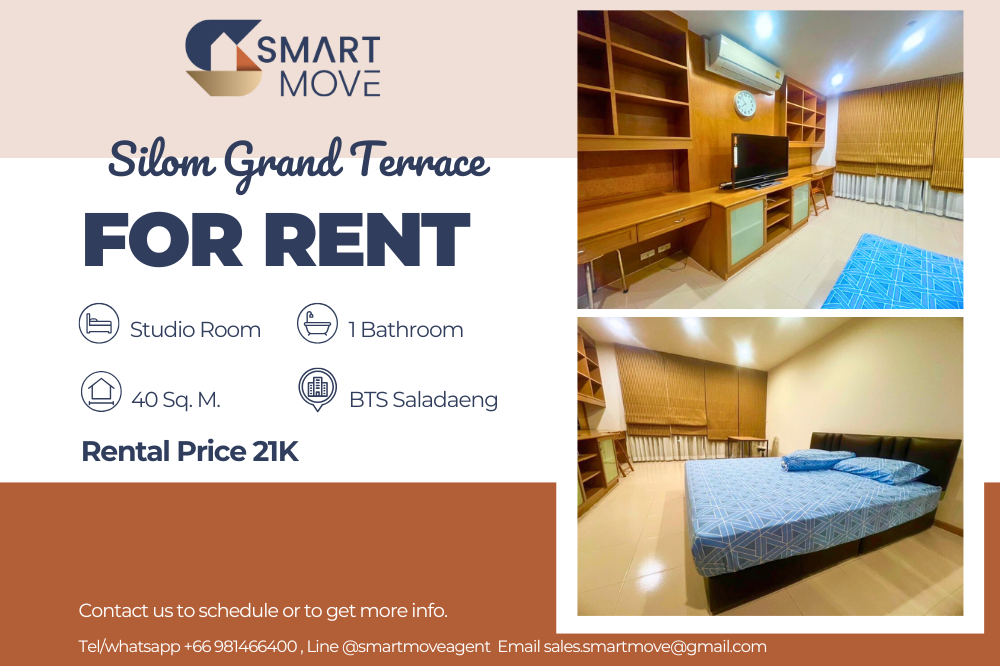 For RentCondoSilom, Saladaeng, Bangrak : 💥FOR RENT !! 💥Code C20221201258..........Silom Grand Terrace, Studio room, 1 bathroom, furnished, ready to move in📢📢📢