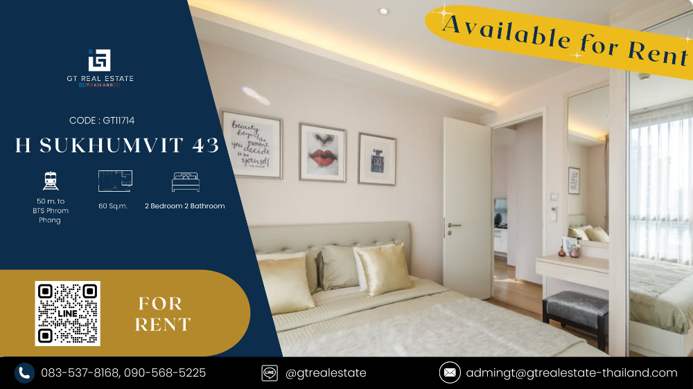 For RentCondoSukhumvit, Asoke, Thonglor : Condo H Sukhumvit 43, beautiful room, fully furnished, ready to rent