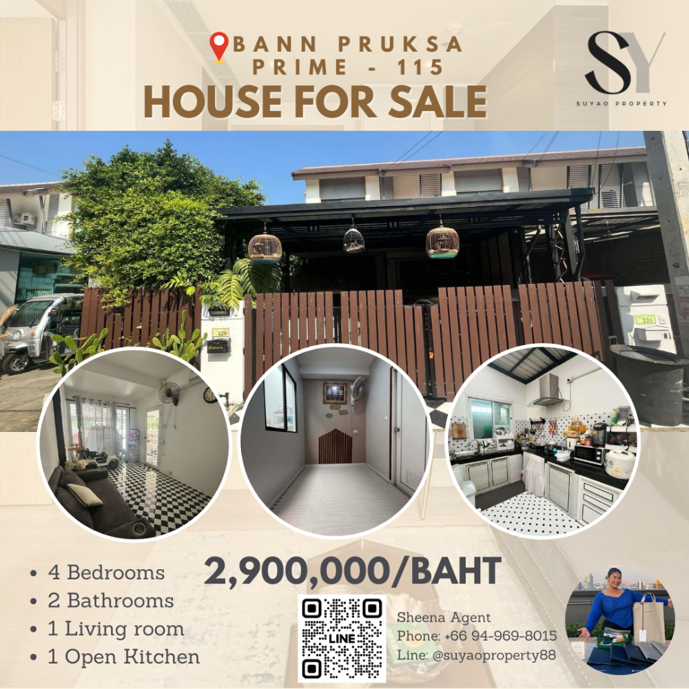 ขายบ้านปทุมธานี รังสิต ธรรมศาสตร์ : 🏡 Bann Pruksa Prime - 115 🏡