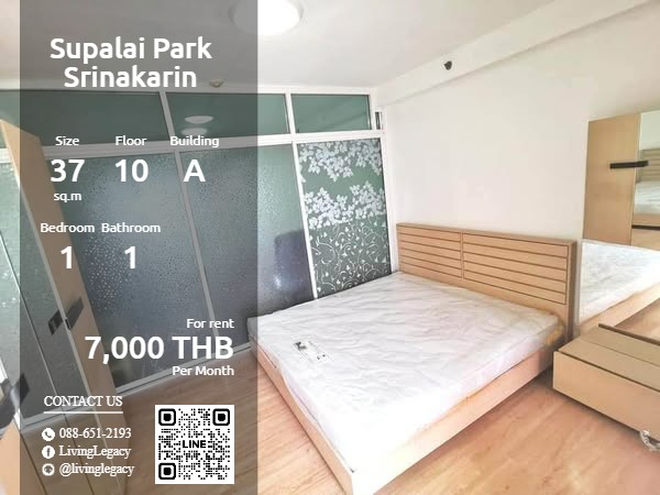 For RentCondoPattanakan, Srinakarin : SR6R74 Condo for rent Supalai Park Srinakarin 37 sq m. 10th floor, Building A line id : @livinglegacy