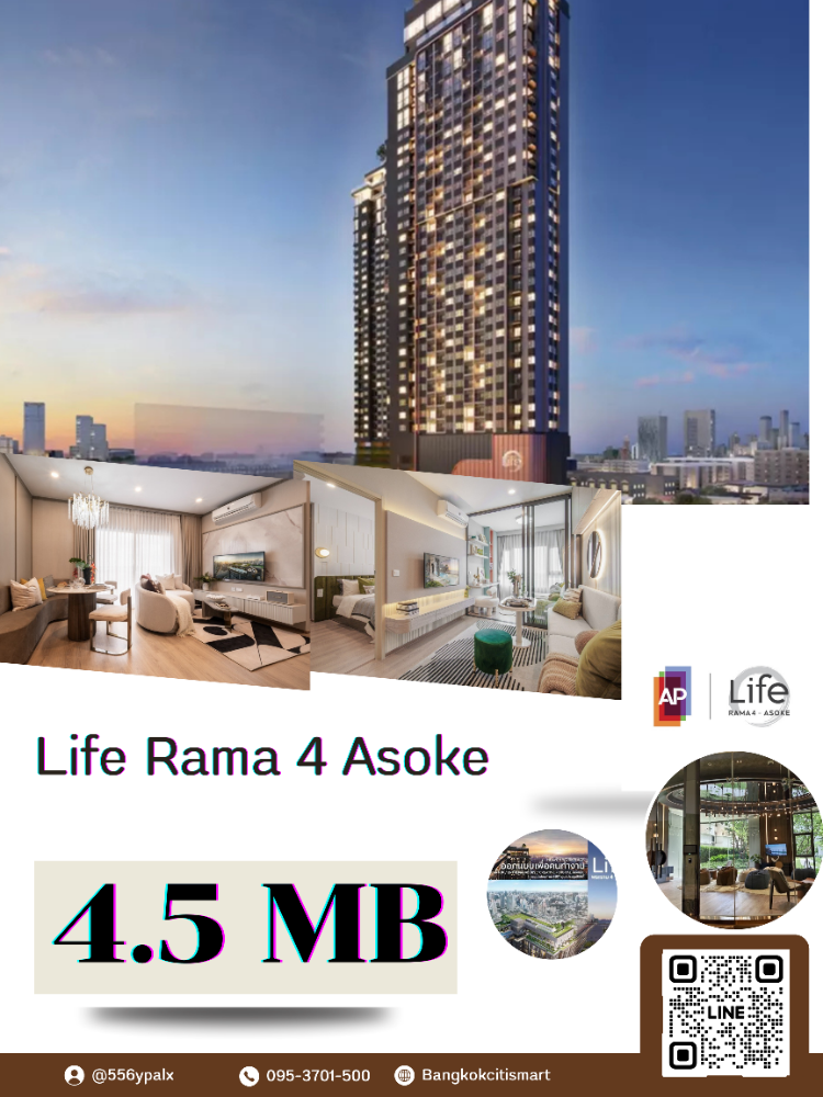 For SaleCondoKhlongtoei, Kluaynamthai : For sale‼️Life Rama 4 Asoke, buy directly from the project 💯