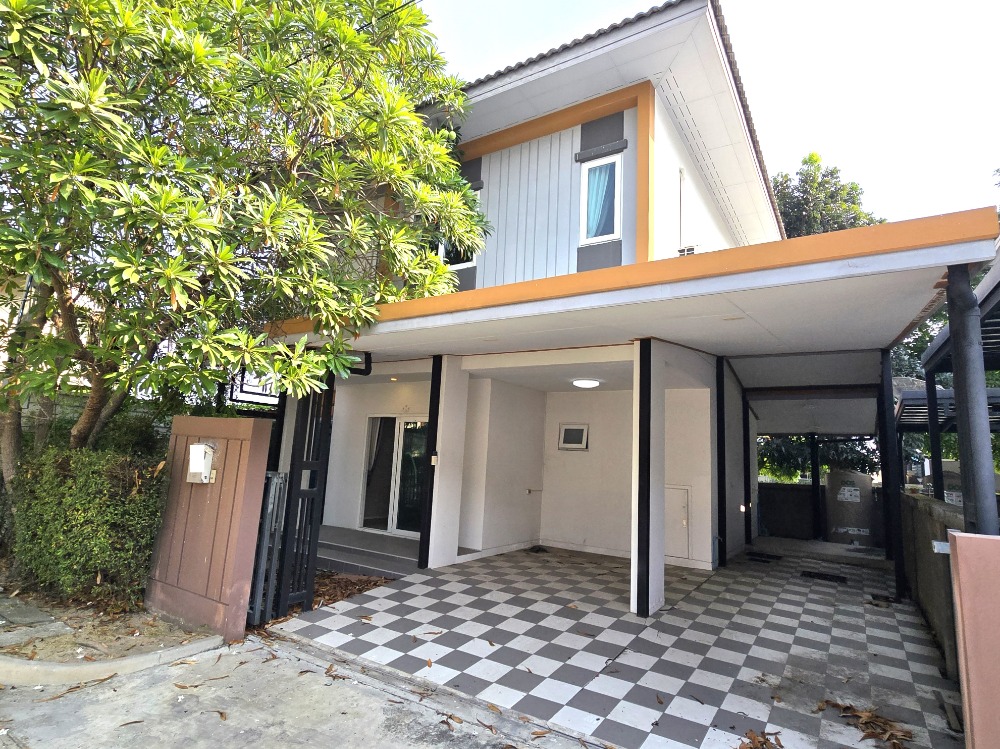 For SaleHouseNawamin, Ramindra : Cheapest!! Corner house, Sense Saimai 56 Village, area 41 sq m, 3 bedrooms, 2 bathrooms, extended carport roof and side and back roofs, complete with multipurpose room