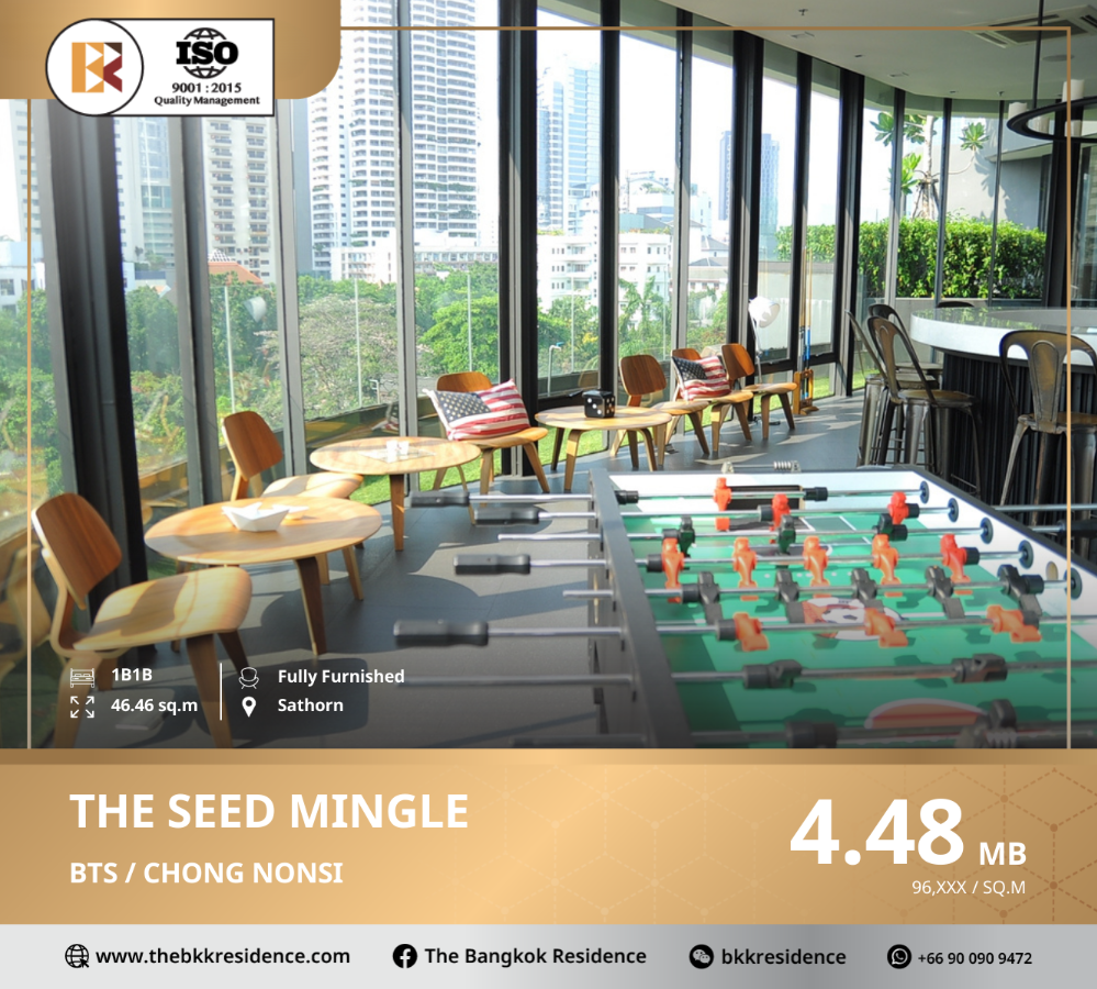 For SaleCondoSathorn, Narathiwat : The Seed Mingle - Modern Minimalist Condo Near BTS Chong Nonsi