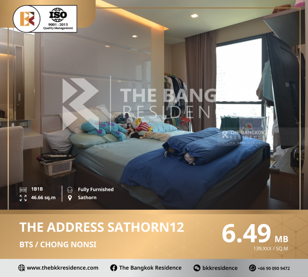 For SaleCondoSathorn, Narathiwat : The Address Sathorn 12 – Oriental Contemporary Style Condo Near BTS Chong Nonsi