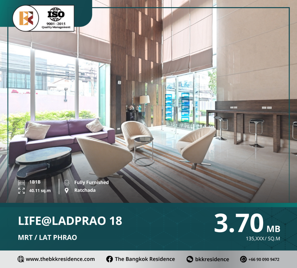 For SaleCondoLadprao, Central Ladprao : Life@Ladprao 18 – A High-Potential Condo Near MRT Lat Phrao