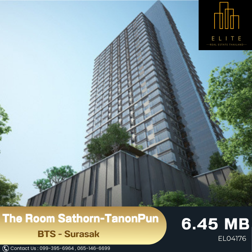 For SaleCondoSathorn, Narathiwat : 💥 Selling at a loss The Room Sathorn - TanonPun 💯 High floor, beautiful view, ready to move in, convenient transportation, near BTS - Surasak 🚄