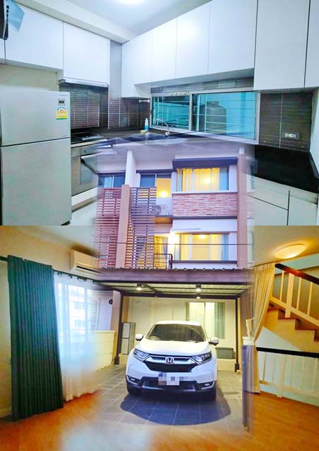 For RentTownhouseYothinpattana,CDC : NIDA University 2km. MRT Sri Kreetha 1.5km. For rent 3-storey townhouse 24sq.w.284sq.m