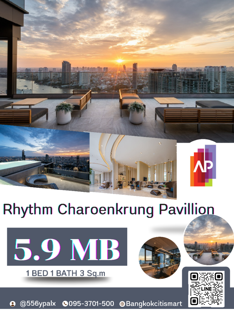 ขายคอนโดสาทร นราธิวาส : ขาย Rhhythm Charoenkrung Pavillion ยูนิตสุดท้าย 35 Sq.m ราคาถูกที่สุด ซื้อตรงกับโครงการ /ติดต่อ 095-370-1500 คุณอิง