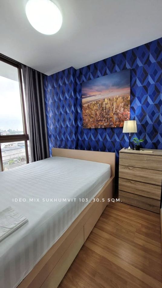 For RentCondoOnnut, Udomsuk : Condo for rent, 1 bedroom, 1 bathroom with bathtub, Ideo Mix Sukhumvit 103 (Ideo Mix Sukhumvit 103), 30.5 sq m, near BTS Udomsuk, Bangna, Srinakarin