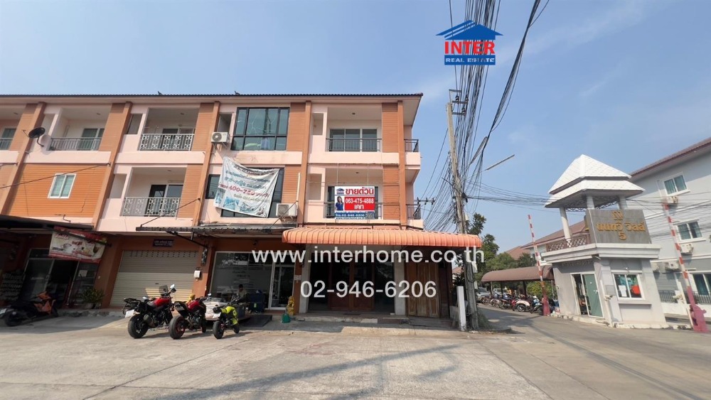 For SaleShophouseMin Buri, Romklao : Commercial building, 3 floors, 26.1 sq.w., Nonthawi Ville Village 5, Soi Mitmaitri 6/4, Kanchanaphisek Road, Mitmaitri Road, Nong Chok District, Bangkok