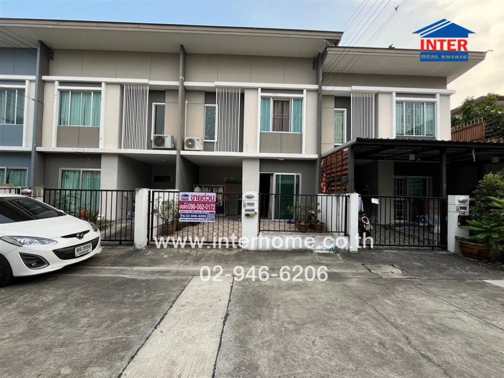 For SaleTownhouseNawamin, Ramindra : 2-storey townhouse, 18.7 sq.w., Pruksa Ville Village 55/2, Ring Road - Ram Intra, near Khip Mu Market, Soi Suea Khlong Nueng, Soi 13, Ram Intra Road, Khlong Sam Wa District, Bangkok