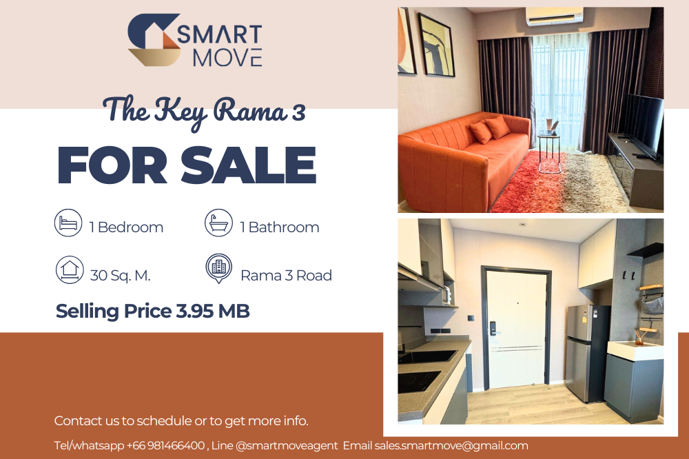 For SaleCondoRama3 (Riverside),Satupadit : 🔥FOR SALE !! 🔥Code C20250100049..........The Key Rama 3, 1 bedroom, 1 bathroom, high floor 11+, East Facing, furnished, Special Deal!!📢📢📢