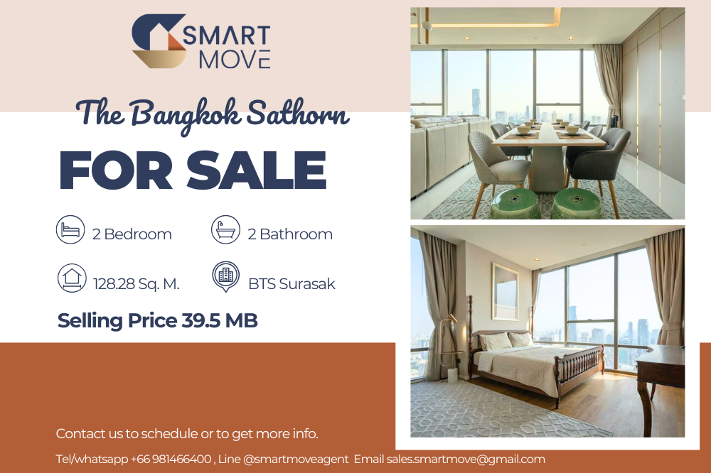 For SaleCondoSathorn, Narathiwat : 🔥FOR SALE !! 🔥Code C20250200002..........The Bangkok Sathorn, 2 bedrooms, 2 bathrooms, high floor 47+, East Facing, furnished, Special Deal!!📣📣📣