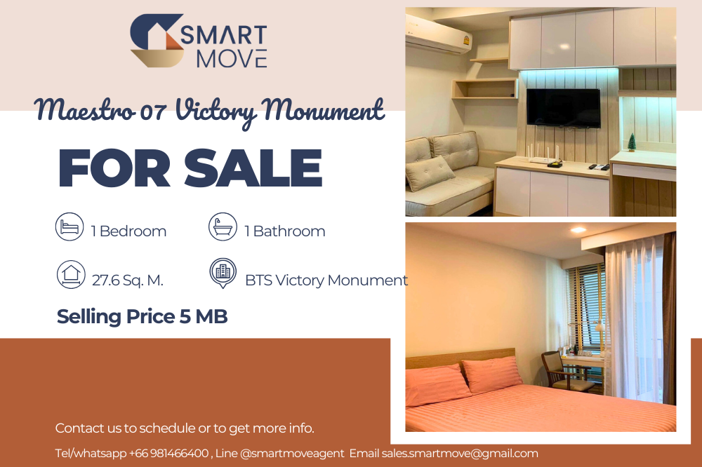 For SaleCondoAri,Anusaowaree : 💥FOR SALE !!💥 Pet Friendly !! Code C20250100085..........Maestro 07 Victory Monument, 1 bedroom, 1 bathroom, furnished, Special Deal!!📢📢