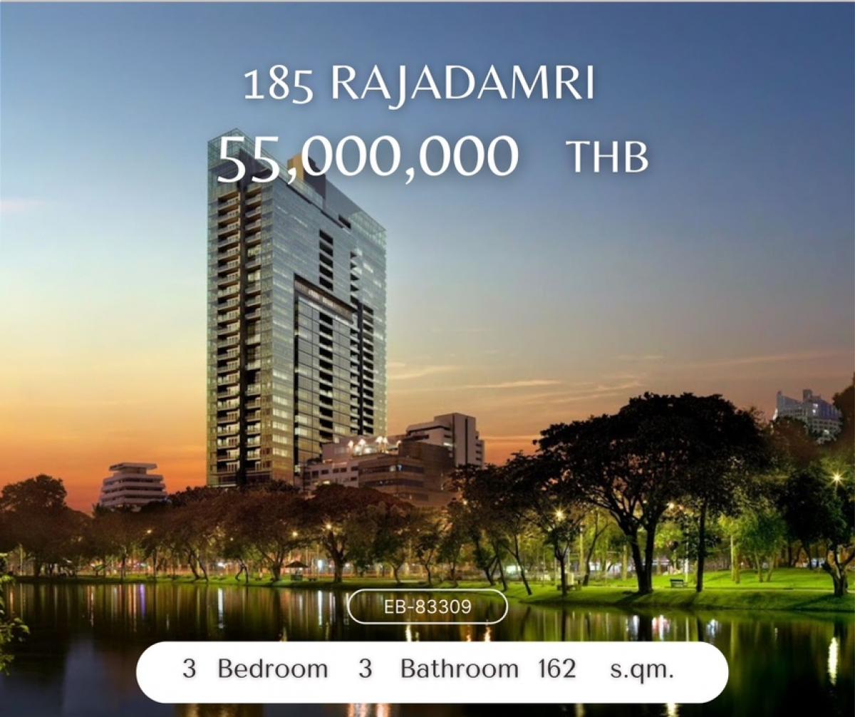 For SaleCondoWitthayu, Chidlom, Langsuan, Ploenchit : 𝐅𝐨𝐫 𝐒𝐞𝐥𝐥 𝐒𝐞𝐥𝐥: 185 Rajchadamri 3BED3BED3BATH Corner Unit Green View 55 MB! High Floor