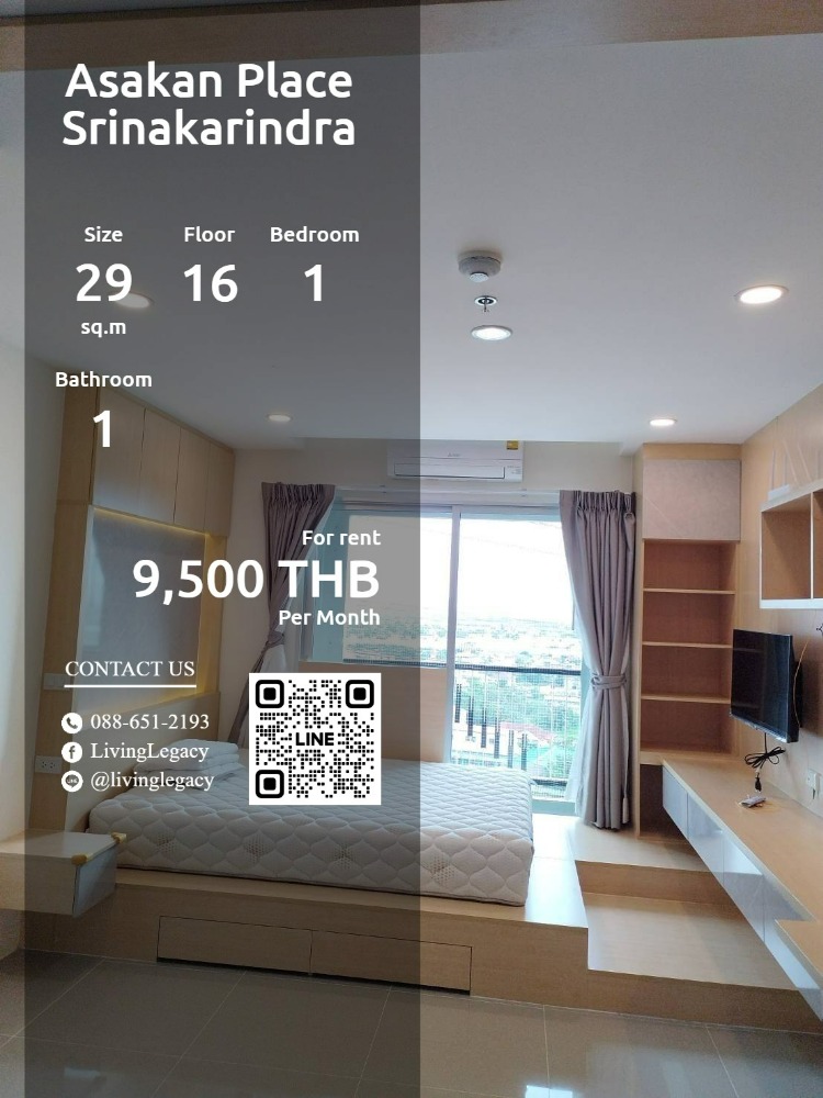 For RentCondoPattanakan, Srinakarin : Lryy8KX4 Condo for Rent Asakan Place Srinakarindra 29 sq.m. Floor 16 Line ID: @livingLegacy