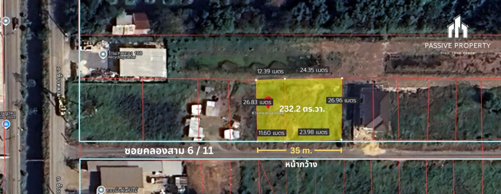 For SaleLandPathum Thani,Rangsit, Thammasat : Urgent sale !! Khlong 3 Land Soi Khlong Sam 6/11 Khlong Luang, Pathum Thani is the cheapest in this area.