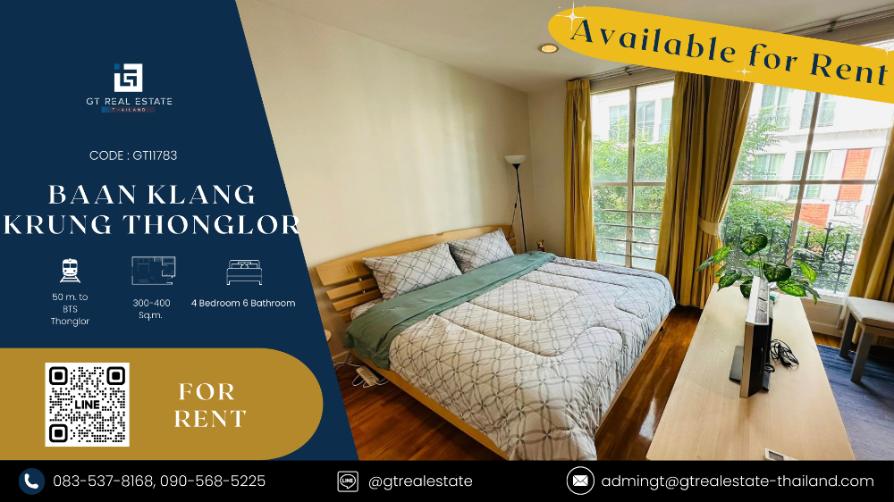 For RentTownhouseSukhumvit, Asoke, Thonglor : Baan Klang Krung Thonglor house, beautiful room, complete furniture Ready