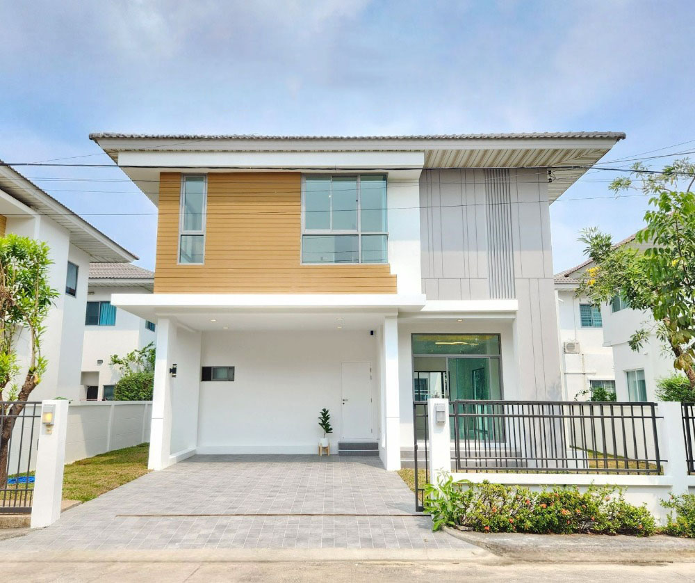 For RentHouseLadkrabang, Suwannaphum Airport : New 2-story house, new renovated decoration, beautiful decoration to rent in Lat Krabang-Suvarnabhumi Near Dae Paso Mall, Lat Krabang, only 350 meters.