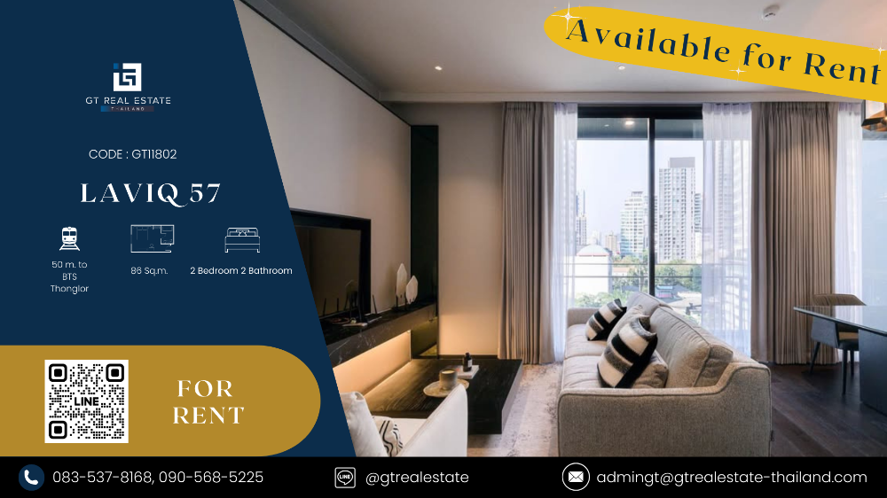 For RentCondoSukhumvit, Asoke, Thonglor : Laviq 57 condo, beautiful room, complete furniture Ready to rent