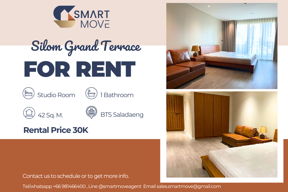 For RentCondoSilom, Saladaeng, Bangrak : 🔥FOR RENT !! 🔥Code C20221201271..........Silom Grand Terrace, Studio room, 1 bathroom, high floor 11+, furnished, ready to move in📢📢📢