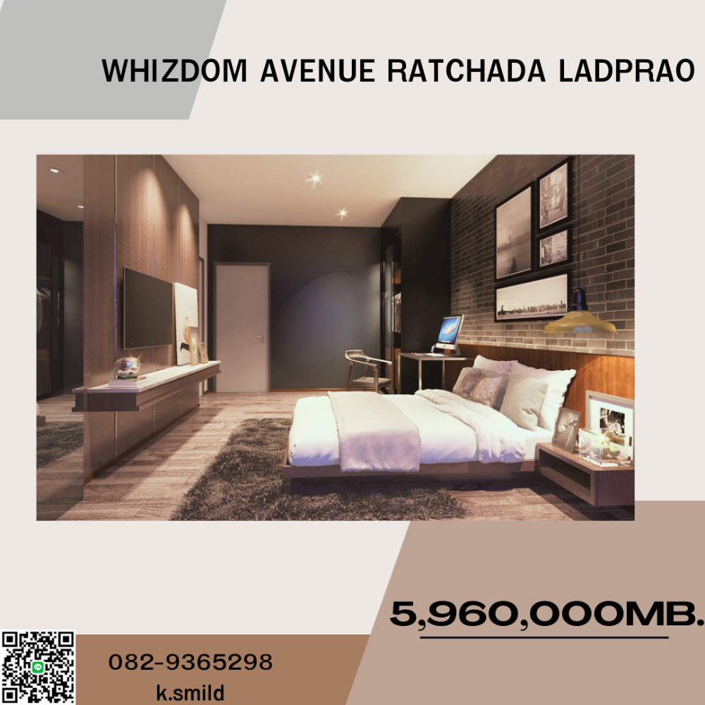 For SaleCondoLadprao, Central Ladprao : WHIZDOM Avenue Ratchada -Ladprao Near BTS - Ladprao built in the whole room. Ready to drag the bag