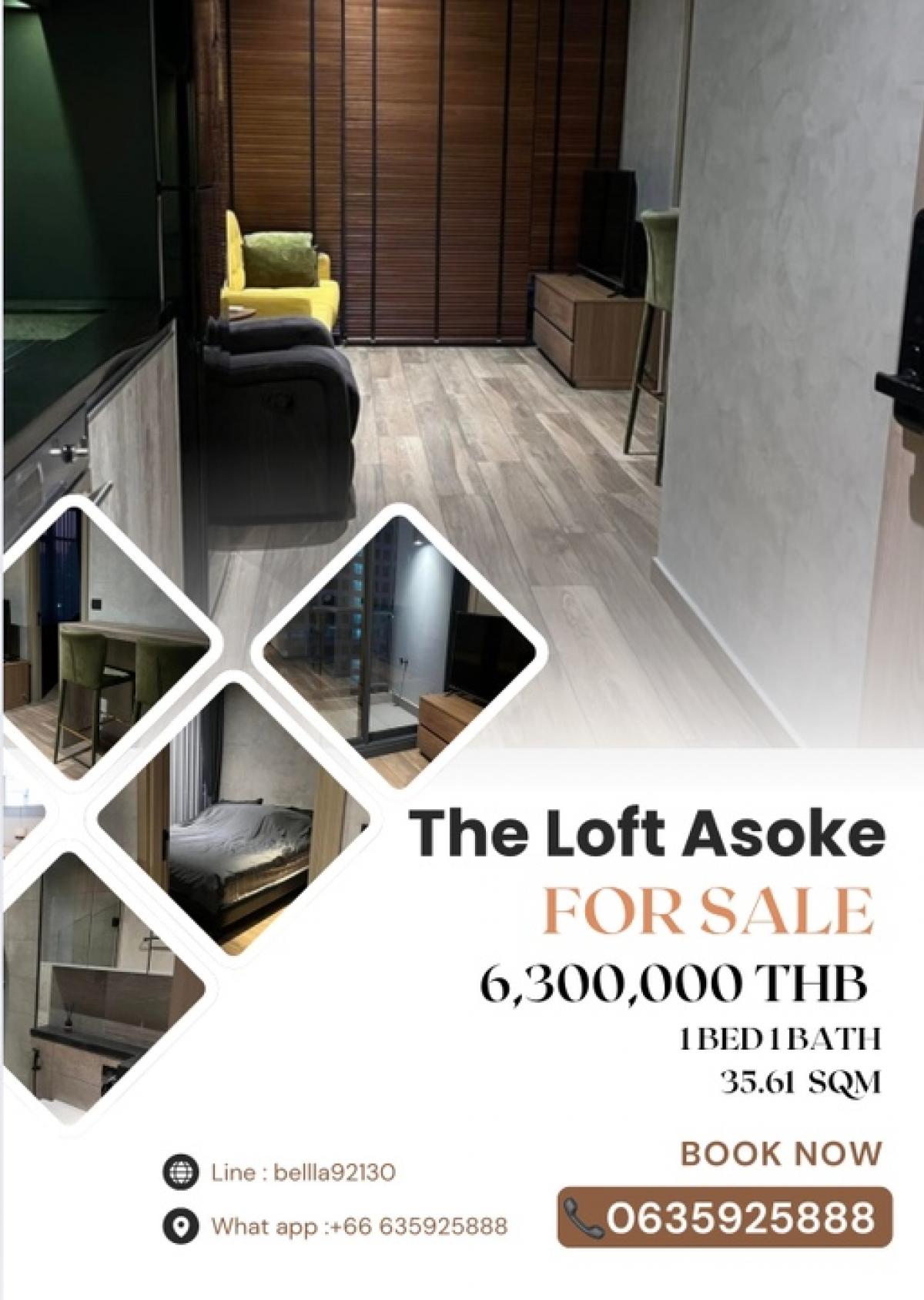 For SaleCondoSukhumvit, Asoke, Thonglor : 𝐅𝐨𝐫 𝐒𝐞𝐥𝐥: The Loft Asoke 1Bed1bath Best Price in Market 3.6SQM 6.3 MB