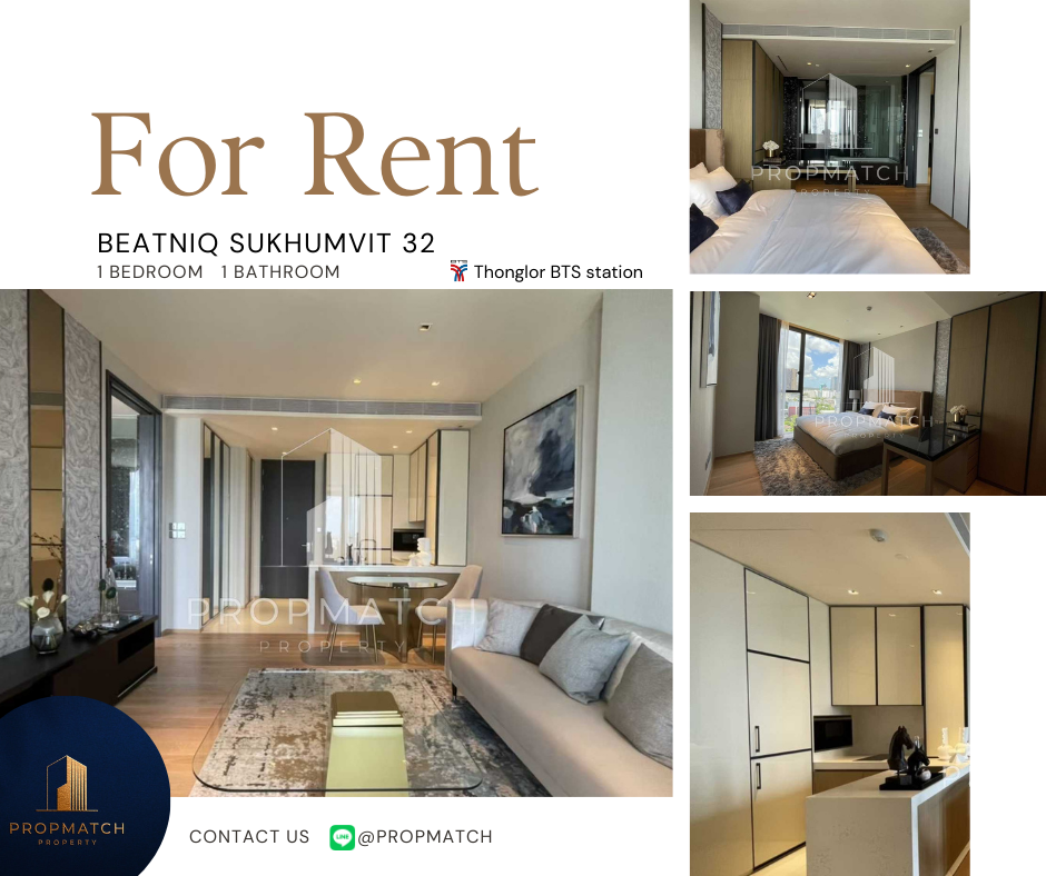 For RentCondoSukhumvit, Asoke, Thonglor : ✨Flash deal✨Beatniq Sukhumvit 32 (1Bed 1Bath 58 SQM.) Completely decorated !! Only 67,500 baht per month Tel.0981315848 @PropMatch