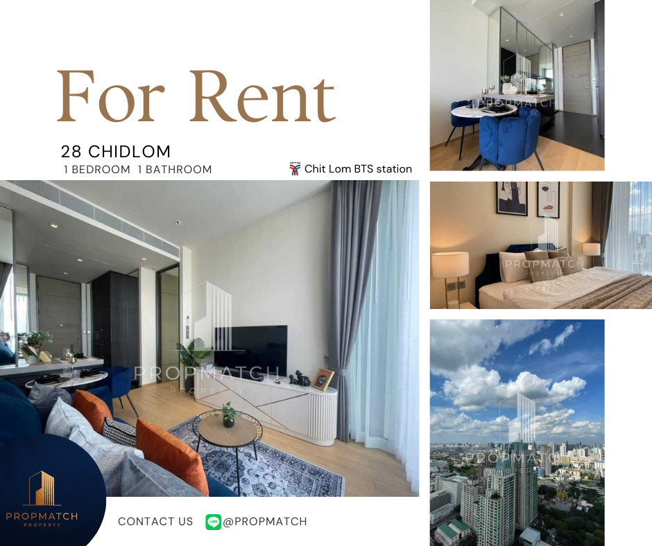 For RentCondoWitthayu, Chidlom, Langsuan, Ploenchit : ✨Flash Deal✨28 Chidlom (1Bed 1Bath 43 SQM.) Completely decorated !! Only 49,000 baht per month Tel.0981315848 @Propmatch