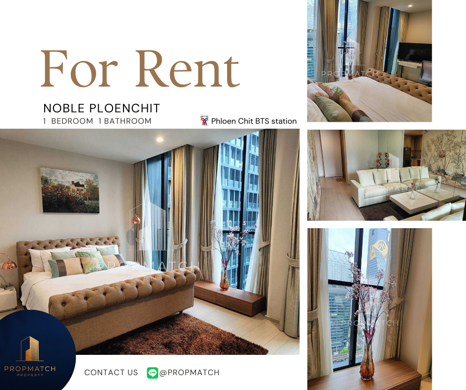 For RentCondoWitthayu, Chidlom, Langsuan, Ploenchit : ✨Flash deal✨nble Ploenchit (1Bed 1Bath 53 SQM.) Completely decorated !! Only 48,000 baht per month Tel.0981315848 @propmatch