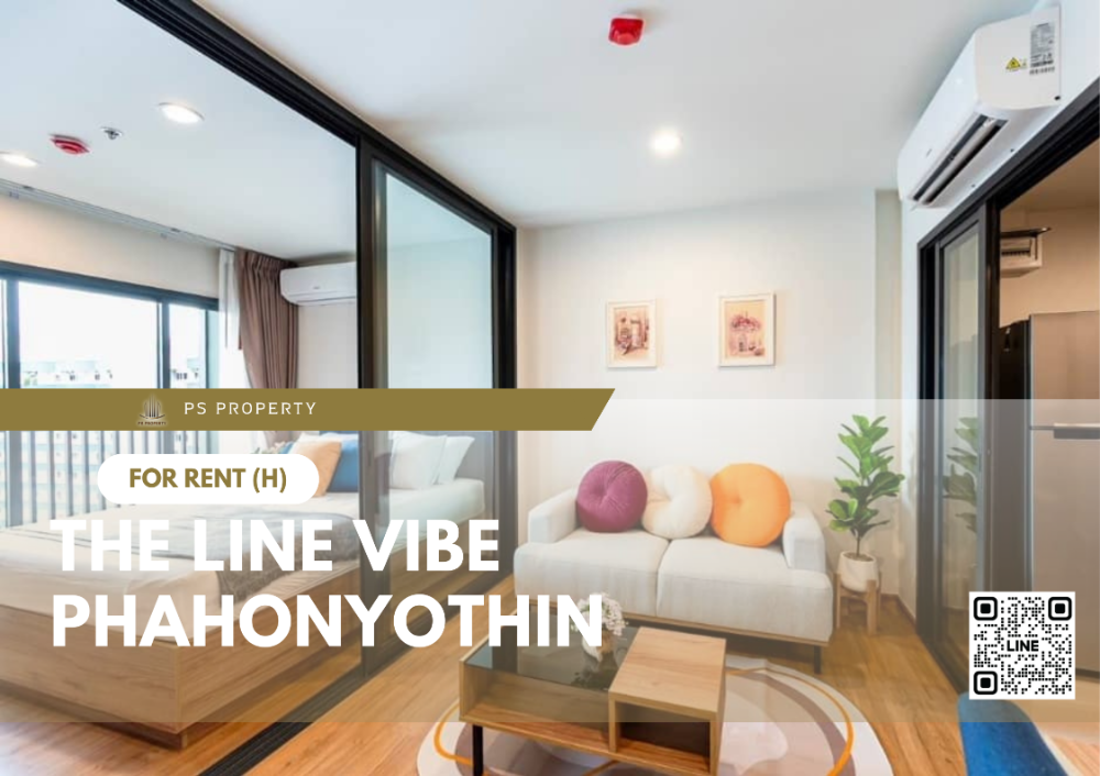 For RentCondoLadprao, Central Ladprao : For rent 📍 THE LINE VIBE Phahonyothin 📍 Complete furniture and electrical appliances, near BTS Ha Yaek Lat Phrao Station.