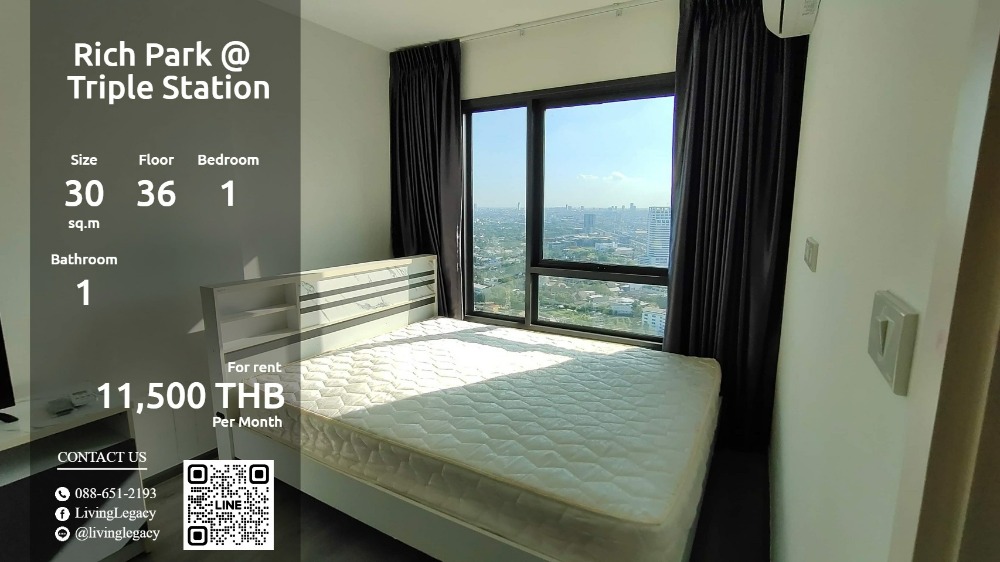 For RentCondoPattanakan, Srinakarin : LSPANSIR Condo for rent Rich Park @ Triple Station 30 sq m. 36th floor line id : @livinglegacy