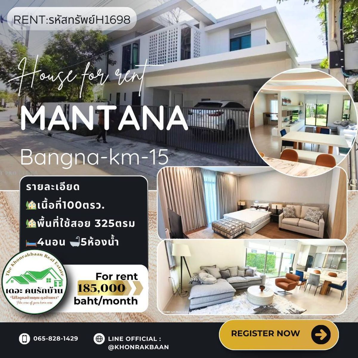 For RentHouseSamut Prakan,Samrong : Stock Id : H1698MANTANA-Bangna-km-15