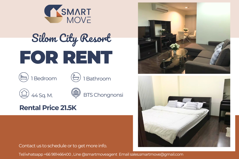 For RentCondoSilom, Saladaeng, Bangrak : 🔥FOR RENT !! 🔥Code C20250200020..........Silom City Resort, 1 bedroom, 1 bathroom, furnished, ready to move in📢📢📢