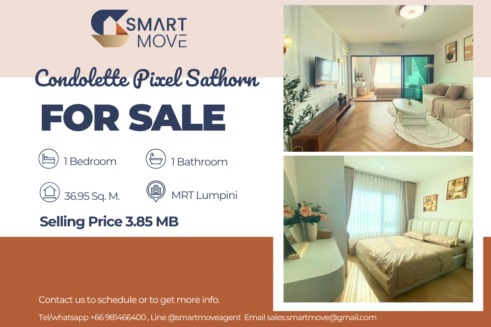 For SaleCondoSathorn, Narathiwat : 🔥FOR SALE !!🔥 Code C20250200017..........Condolette Pixel Sathorn, 1 bedroom, 1 bathroom, high floor, furnished, Special Deal!!📢📢