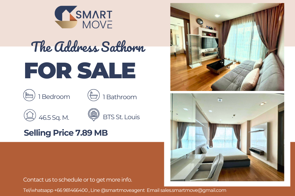 For SaleCondoSathorn, Narathiwat : 🔥Sale with tenant !!🔥 Code C20221201395..........The Address Sathorn, 1 bedroom, 1 bathroom, high floor 21+, furnished, Special Deal!!📣📣