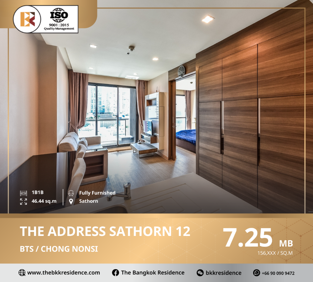 For SaleCondoSathorn, Narathiwat : The Address Sathorn 12, Peaceful Location Surrounded by Central Gardens near BTS Chong Nonsi